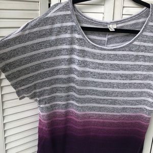 🌻 Hang Ten Gray Stripe with Purple Ombre Top